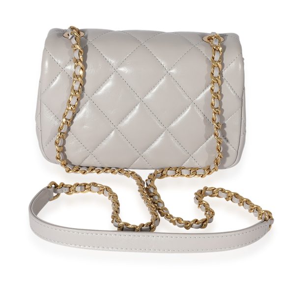 Chanel Grey Quilted Lambskin Mini Flap Bag - Picture 3 of 8